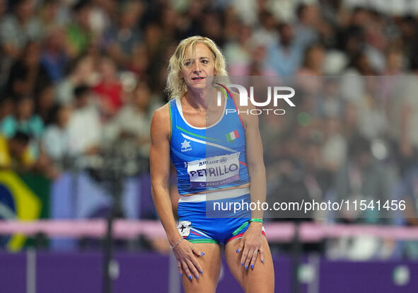 Valentina Petrillo of Italy in action in Women's 400m - T12 Semi-Finals during the Paris 2024 Paralympic Games at Stade de France on Septemb...