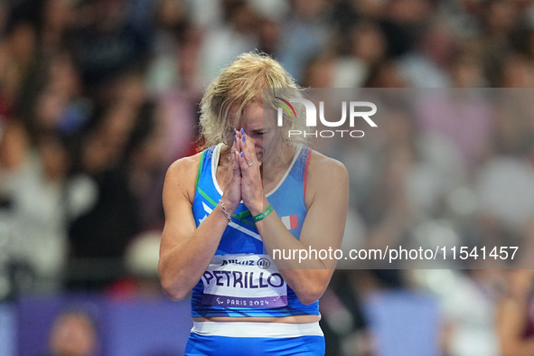 Valentina Petrillo of Italy in action in Women's 400m - T12 Semi-Finals during the Paris 2024 Paralympic Games at Stade de France on Septemb...