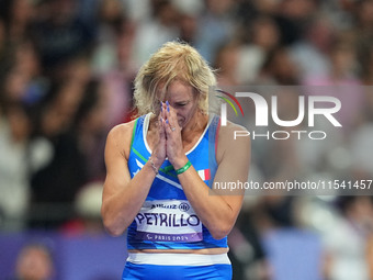 Valentina Petrillo of Italy in action in Women's 400m - T12 Semi-Finals during the Paris 2024 Paralympic Games at Stade de France on Septemb...