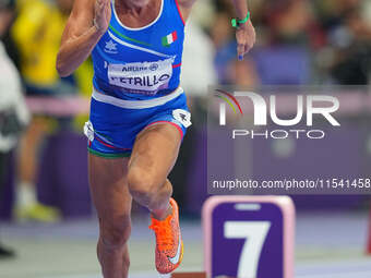 Valentina Petrillo of Italy in action in Women's 400m - T12 Semi-Finals during the Paris 2024 Paralympic Games at Stade de France on Septemb...