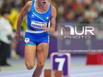 Valentina Petrillo of Italy in action in Women's 400m - T12 Semi-Finals during the Paris 2024 Paralympic Games at Stade de France on Septemb...