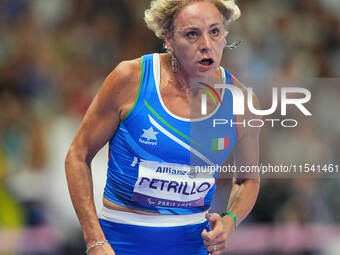 Valentina Petrillo of Italy in action in Women's 400m - T12 Semi-Finals during the Paris 2024 Paralympic Games at Stade de France on Septemb...