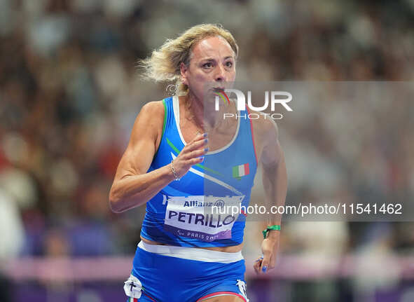 Valentina Petrillo of Italy in action in Women's 400m - T12 Semi-Finals during the Paris 2024 Paralympic Games at Stade de France on Septemb...