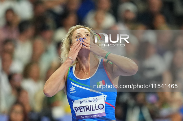 Valentina Petrillo of Italy in action in Women's 400m - T12 Semi-Finals during the Paris 2024 Paralympic Games at Stade de France on Septemb...