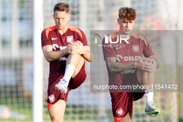 Piotr Zielinski, Nicola Zalewski during training before UEFA Nations League matches in Ksiazenice, Poland on September 02, 2024. 