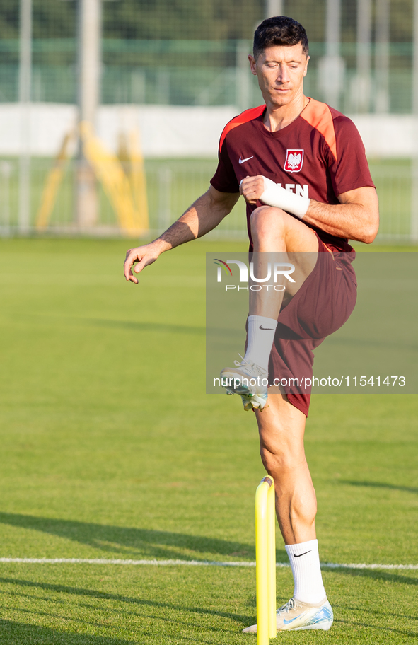 Robert Lewandowski during training before UEFA Nations League matches in Ksiazenice, Poland on September 02, 2024. 