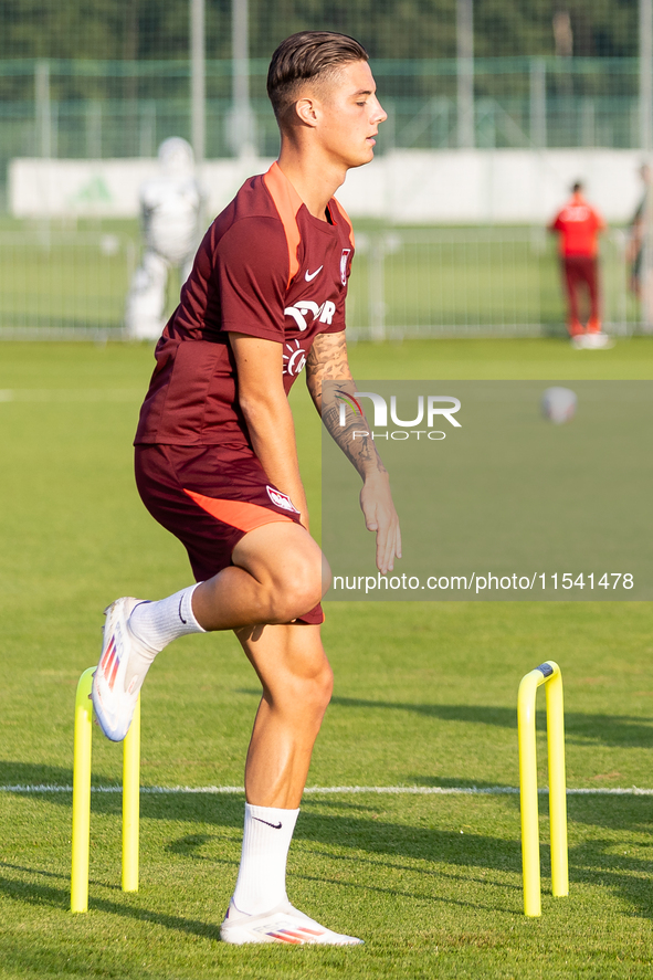 Kacper Urbanski during training before UEFA Nations League matches in Ksiazenice, Poland on September 02, 2024. 