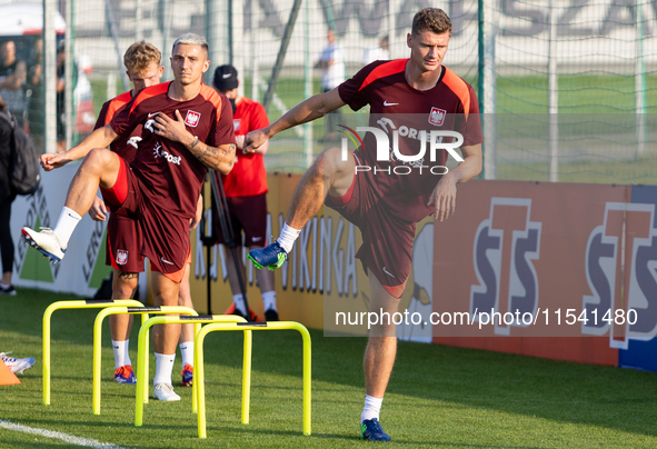 Bartosz Slisz, Pawel Dawidowicz during training before UEFA Nations League matches in Ksiazenice, Poland on September 02, 2024. 