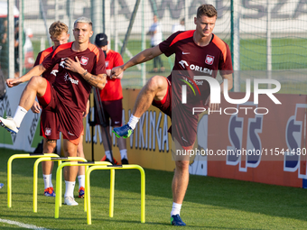 Bartosz Slisz, Pawel Dawidowicz during training before UEFA Nations League matches in Ksiazenice, Poland on September 02, 2024. (