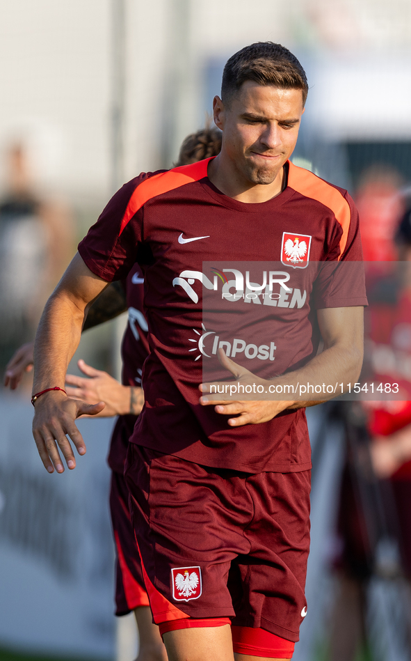 Jan Bednarek during training before UEFA Nations League matches in Ksiazenice, Poland on September 02, 2024. 