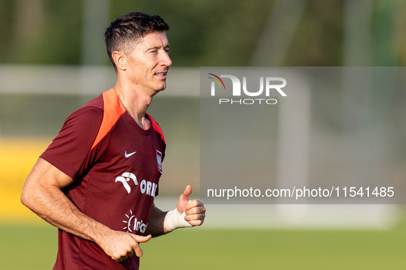 Robert Lewandowski during training before UEFA Nations League matches in Ksiazenice, Poland on September 02, 2024. 