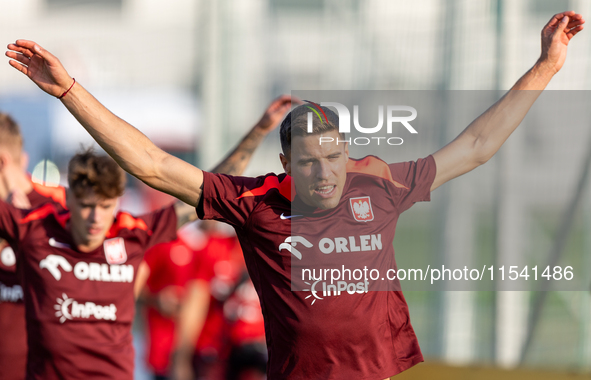 Jan Bednarek during training before UEFA Nations League matches in Ksiazenice, Poland on September 02, 2024. 