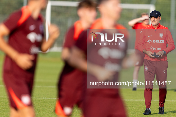 Michal Probierz during training before UEFA Nations League matches in Ksiazenice, Poland on September 02, 2024. 