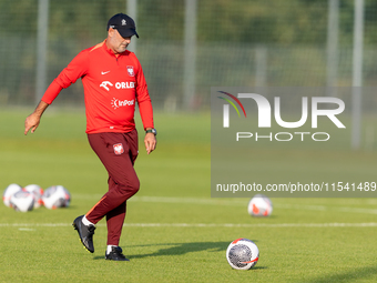 Michal Probierz during training before UEFA Nations League matches in Ksiazenice, Poland on September 02, 2024. (