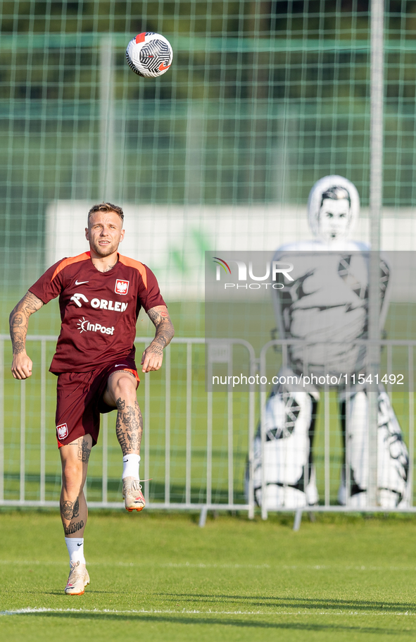 Tymoteusz Puchacz during training before UEFA Nations League matches in Ksiazenice, Poland on September 02, 2024. 