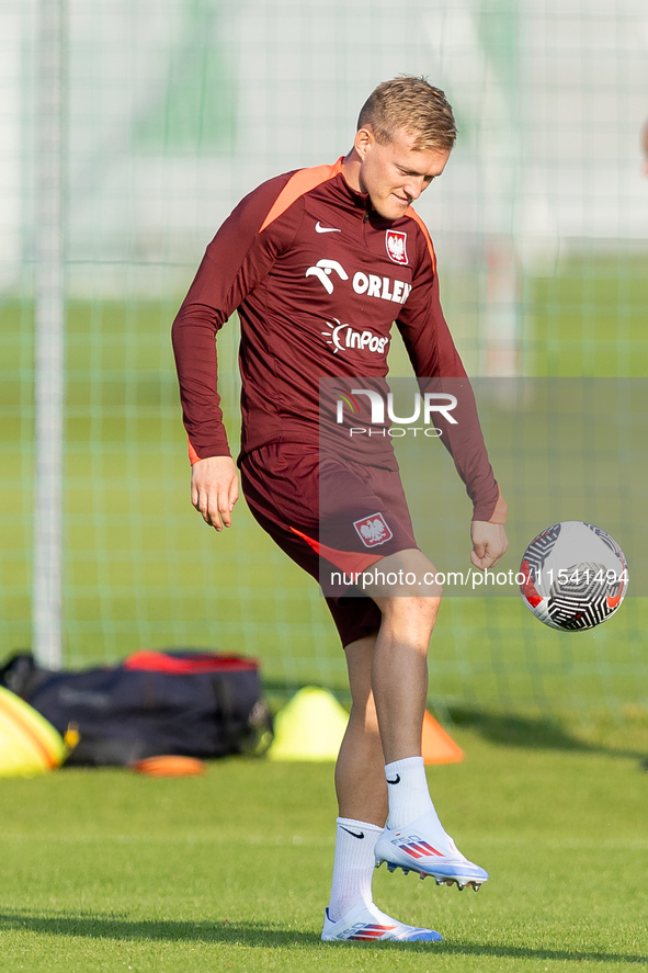 Karol Swiderski during training before UEFA Nations League matches in Ksiazenice, Poland on September 02, 2024. 