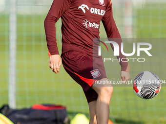 Karol Swiderski during training before UEFA Nations League matches in Ksiazenice, Poland on September 02, 2024. (