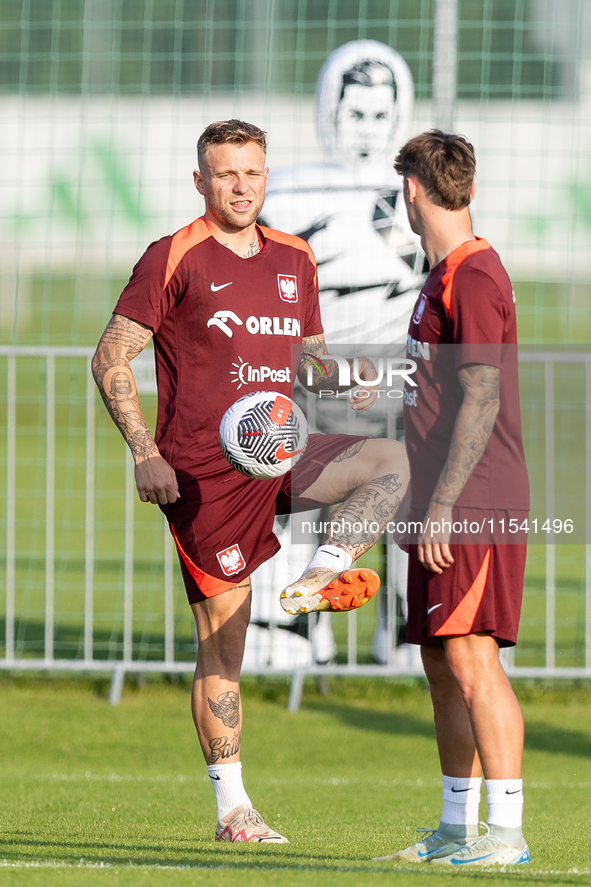 Tymoteusz Puchacz during training before UEFA Nations League matches in Ksiazenice, Poland on September 02, 2024. 