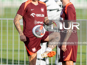 Tymoteusz Puchacz during training before UEFA Nations League matches in Ksiazenice, Poland on September 02, 2024. (