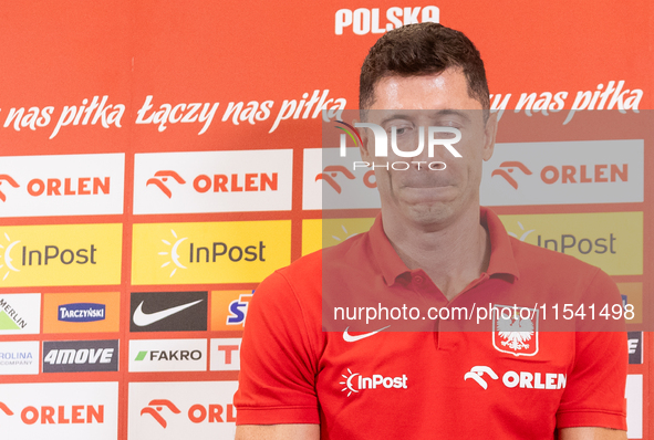 Robert Lewandowski during press conference before UEFA Nations League matches in Warsaw, Poland on September 02, 2024. 