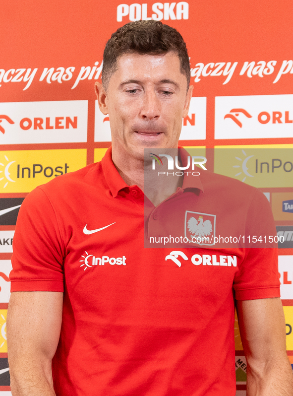 Robert Lewandowski during press conference before UEFA Nations League matches in Warsaw, Poland on September 02, 2024. 