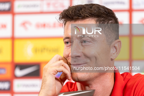 Robert Lewandowski during press conference before UEFA Nations League matches in Warsaw, Poland on September 02, 2024. 