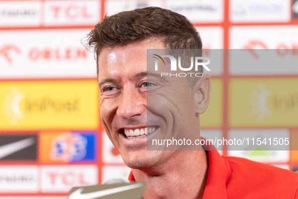 Robert Lewandowski during press conference before UEFA Nations League matches in Warsaw, Poland on September 02, 2024. 