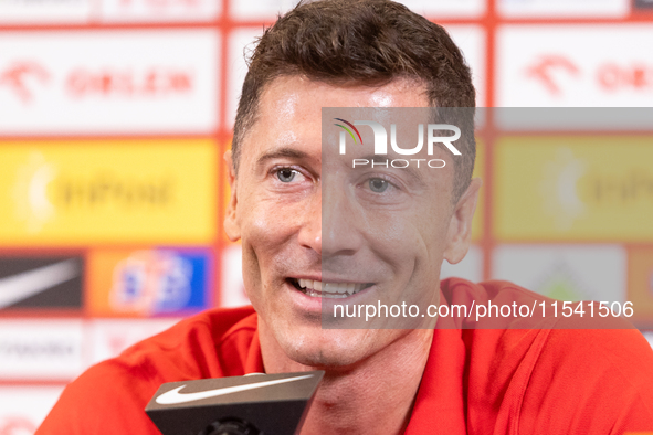 Robert Lewandowski during press conference before UEFA Nations League matches in Warsaw, Poland on September 02, 2024. 