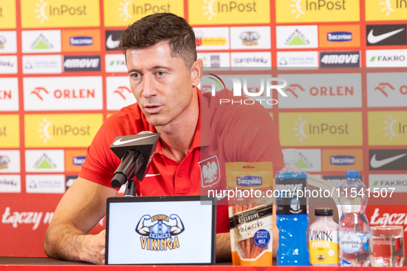 Robert Lewandowski during press conference before UEFA Nations League matches in Warsaw, Poland on September 02, 2024. 