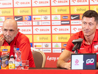 Michal Probierz, Robert Lewandowski during press conference before UEFA Nations League matches in Warsaw, Poland on September 02, 2024. (