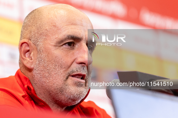 Michal Probierz during press conference before UEFA Nations League matches in Warsaw, Poland on September 02, 2024. 