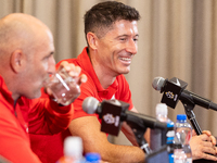 Michal Probierz, Robert Lewandowski during press conference before UEFA Nations League matches in Warsaw, Poland on September 02, 2024. (