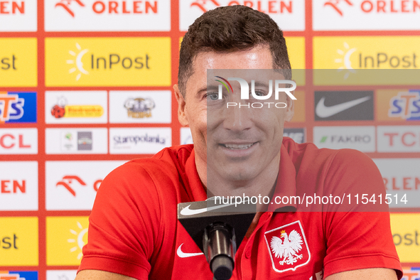 Robert Lewandowski during press conference before UEFA Nations League matches in Warsaw, Poland on September 02, 2024. 