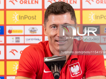 Robert Lewandowski during press conference before UEFA Nations League matches in Warsaw, Poland on September 02, 2024. (