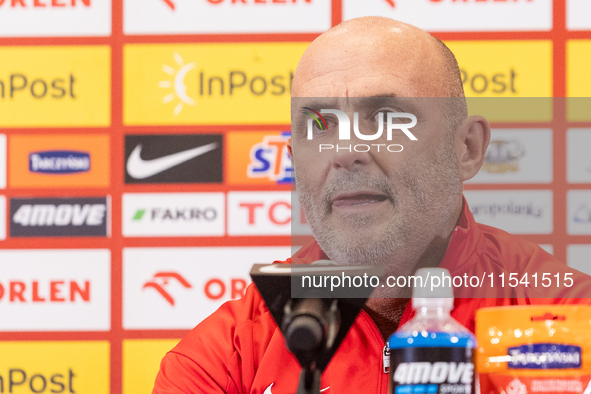 Michal Probierz during press conference before UEFA Nations League matches in Warsaw, Poland on September 02, 2024. 