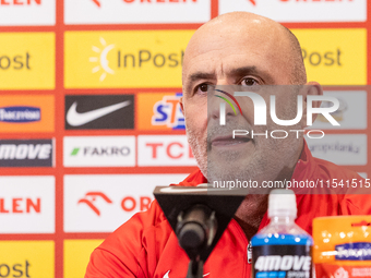 Michal Probierz during press conference before UEFA Nations League matches in Warsaw, Poland on September 02, 2024. (