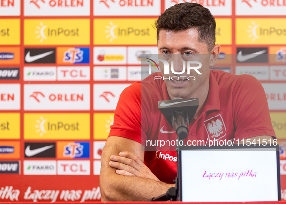 Robert Lewandowski during press conference before UEFA Nations League matches in Warsaw, Poland on September 02, 2024. 