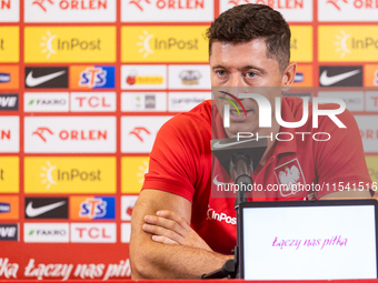 Robert Lewandowski during press conference before UEFA Nations League matches in Warsaw, Poland on September 02, 2024. (