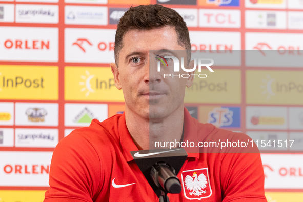 Robert Lewandowski during press conference before UEFA Nations League matches in Warsaw, Poland on September 02, 2024. 