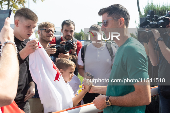 Robert Lewandowski meets fans before UEFA Nations League matches in Warsaw, Poland on September 02, 2024. 