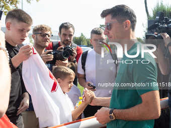 Robert Lewandowski meets fans before UEFA Nations League matches in Warsaw, Poland on September 02, 2024. (