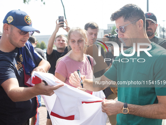 Robert Lewandowski meets fans before UEFA Nations League matches in Warsaw, Poland on September 02, 2024. (