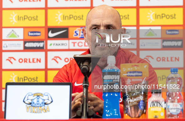 Michal Probierz during press conference before UEFA Nations League matches in Warsaw, Poland on September 02, 2024. 