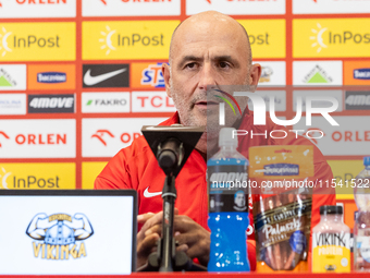 Michal Probierz during press conference before UEFA Nations League matches in Warsaw, Poland on September 02, 2024. (