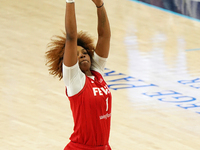 Indiana forward NaLyssa Smith #1 shoots the ball during the WNBA match against Dallas Wings at College Park Center. Indiana Fever defeat Dal...