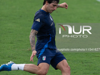 Sandro Tonali attends the Italian National team training camp at Centro Tecnico Federale in Florence, Italy. (