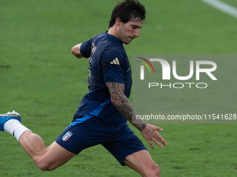 Sandro Tonali attends the Italian National team training camp at Centro Tecnico Federale in Florence, Italy. (