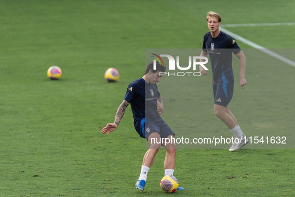 Sandro Tonali attends the Italian National Team training camp at Centro Tecnico Federale in Coverciano, Florence, Italy. 