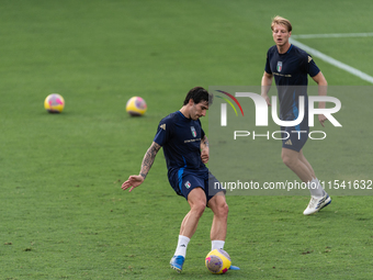 Sandro Tonali attends the Italian National Team training camp at Centro Tecnico Federale in Coverciano, Florence, Italy. (