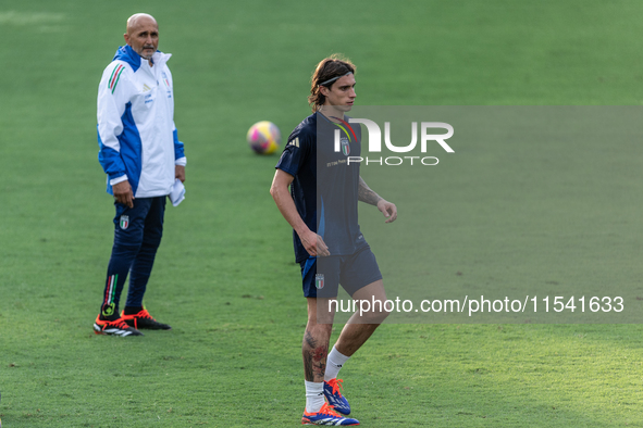 Riccardo Calafiori attends the Italian National Team training camp at Centro Tecnico Federale in Coverciano, Florence, Italy. 